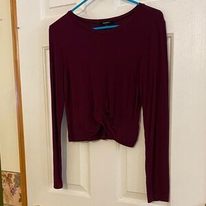 Ambiance Deep Burgundy Long Sleeve Top